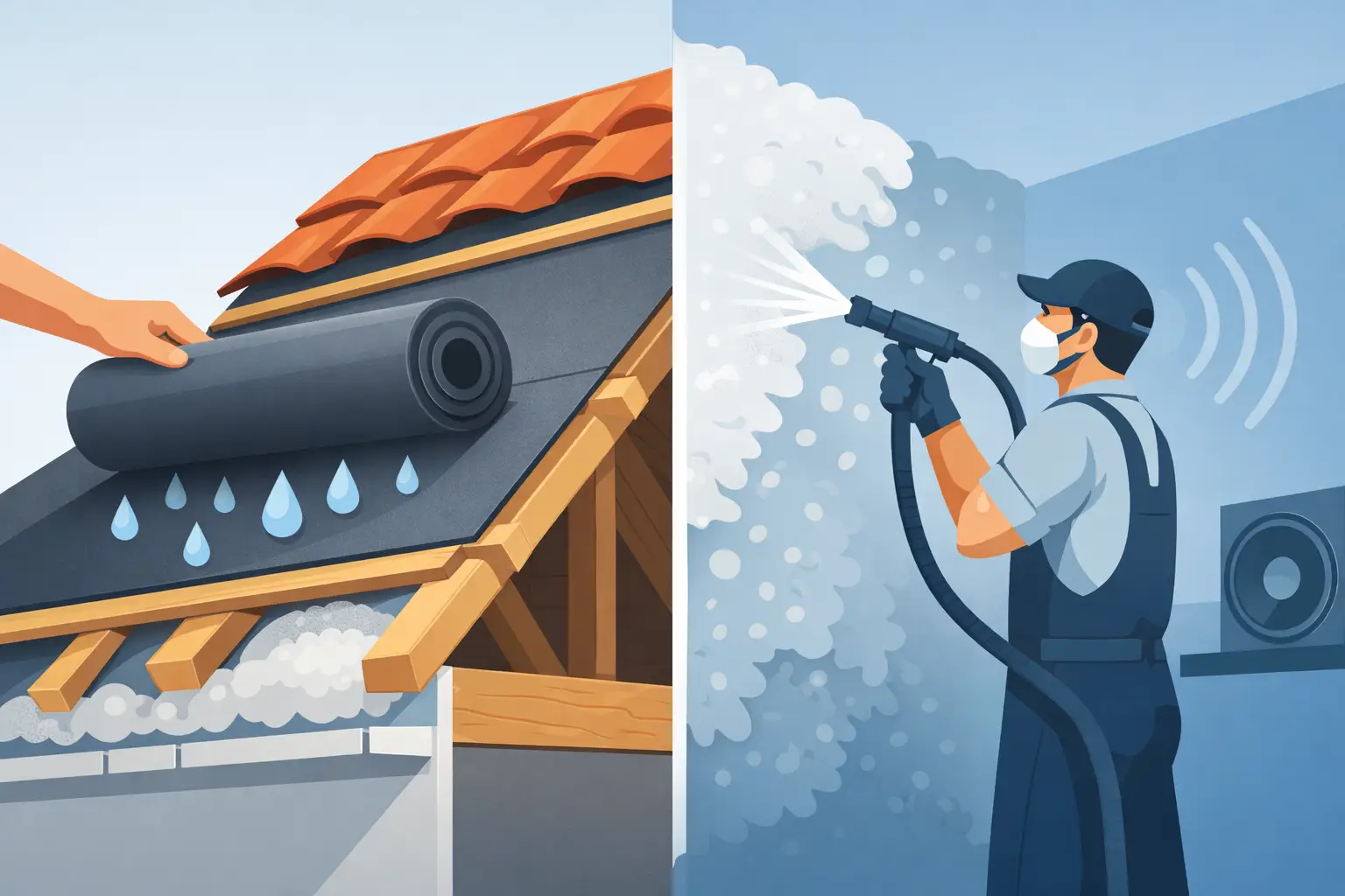 Roof Underlay vs Acoustic Spray